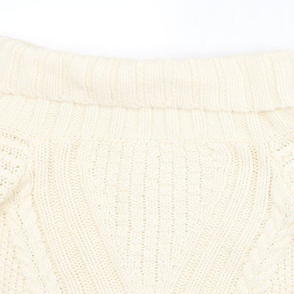 H&M Womens White  Knit Pullover Jumper Size S