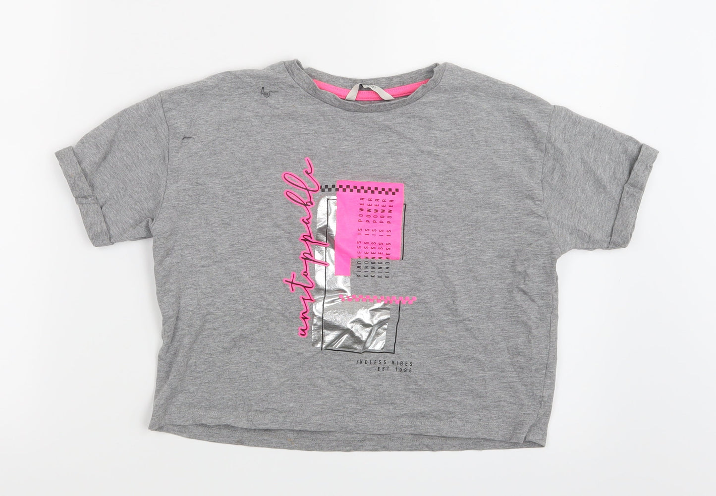 George Girls Grey   Basic T-Shirt Size 9-10 Years