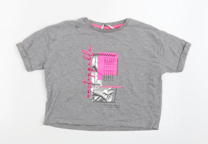George Girls Grey   Basic T-Shirt Size 9-10 Years