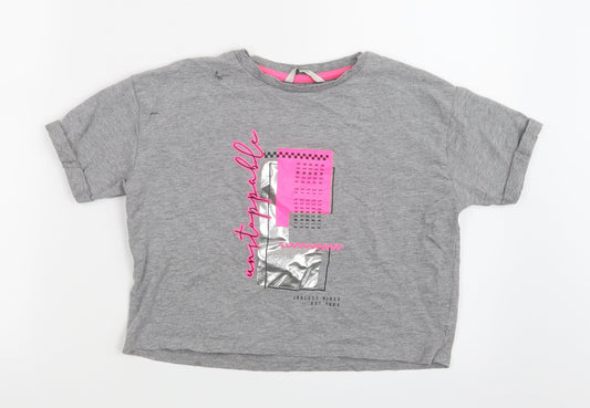 George Girls Grey   Basic T-Shirt Size 9-10 Years