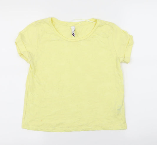 By Henry Holland Womens Yellow Floral  Basic T-Shirt Size 6