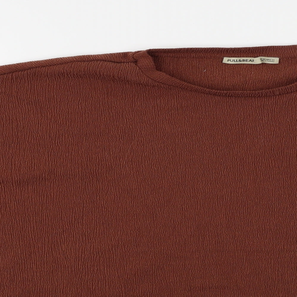 Pull&Bear  Womens Brown   Basic Blouse Size XS