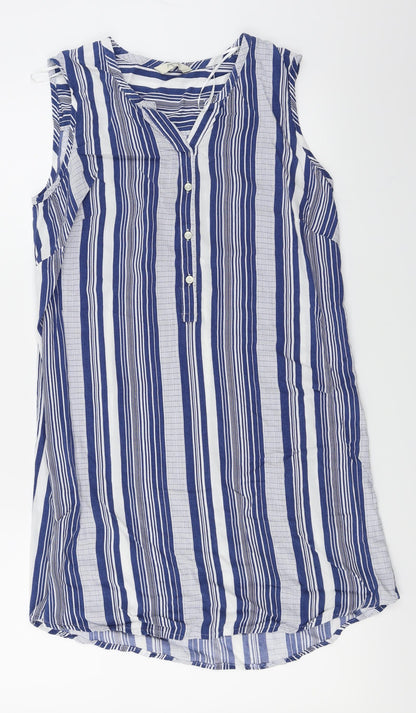 Papaya Womens Blue Striped  Basic Blouse Size 10