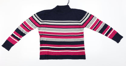 Bonmarché Womens Blue Striped Pullover Jumper Size S