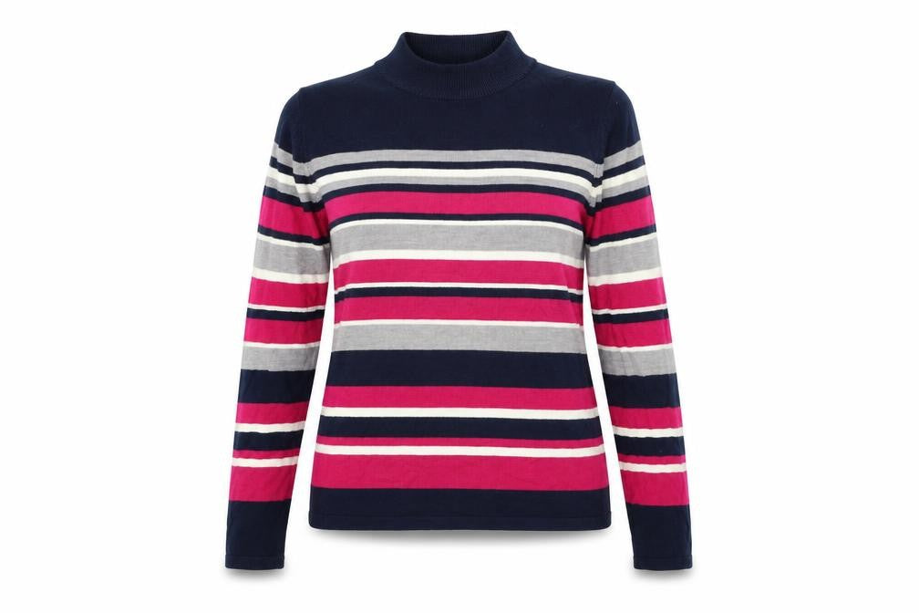 Bonmarché Womens Blue Striped Pullover Jumper Size S