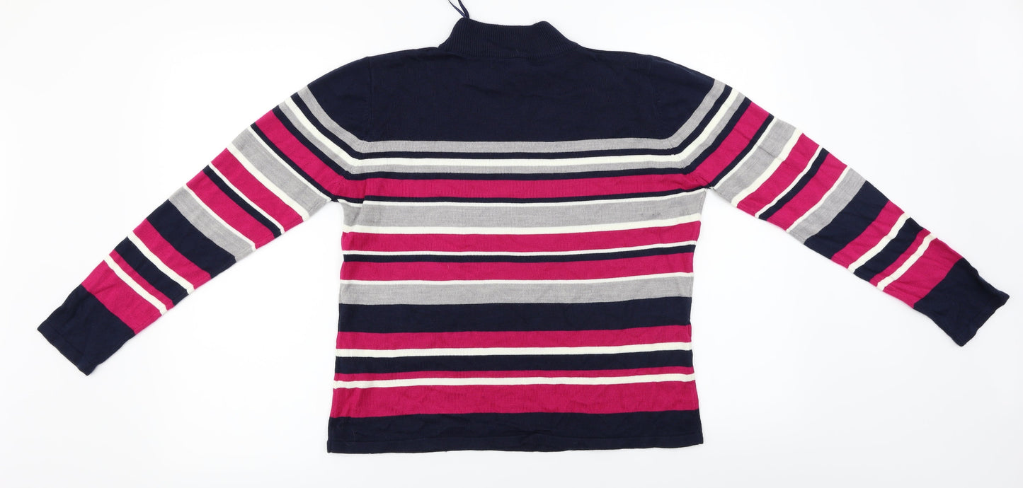 bm collection  Womens Blue Striped  Pullover Jumper Size S