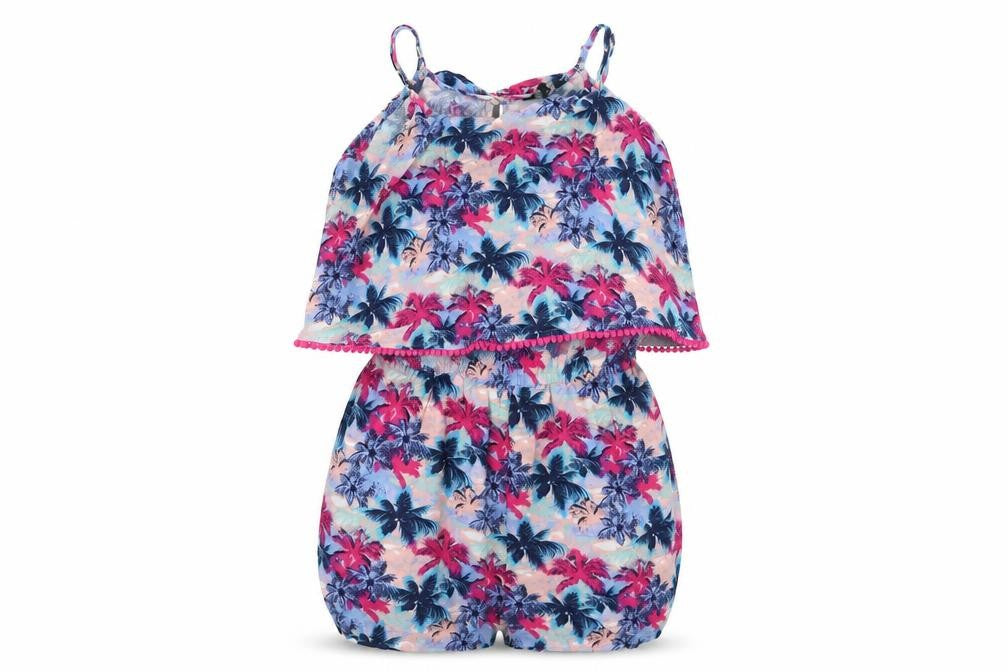 Candy Couture  Girls Blue Floral  Jumpsuit One-Piece Size 13 Years