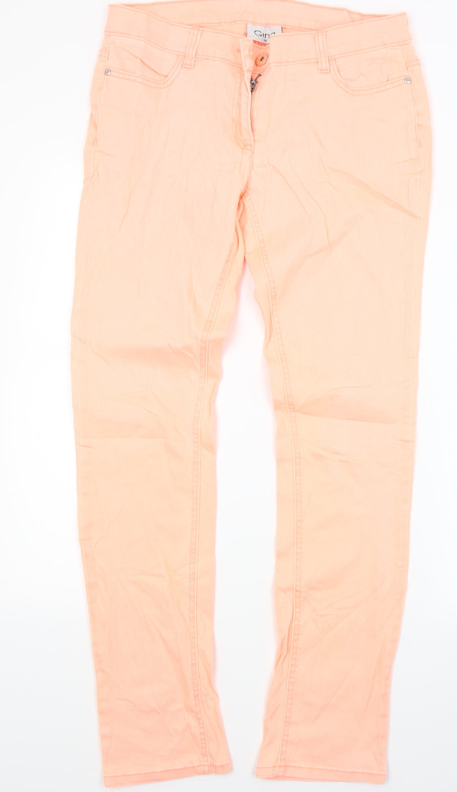 Gina Womens Orange  Denim Skinny Jeans Size 10 L28 in