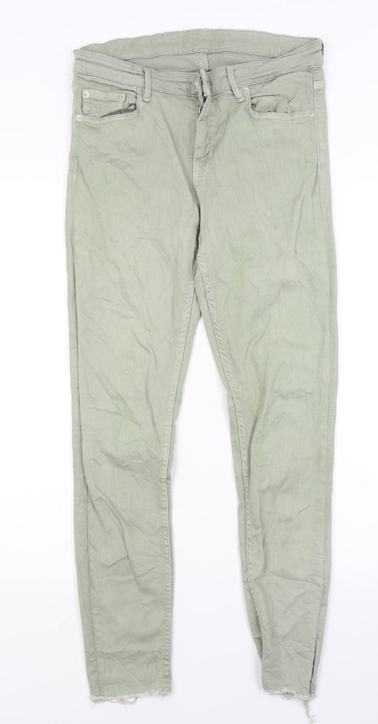 Preworn Womens Green  Denim Skinny Jeans Size 8 L25 in