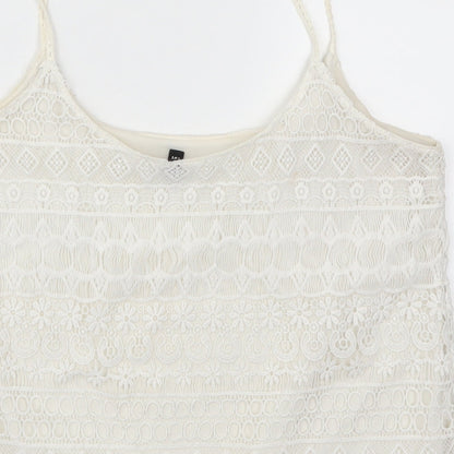 H&M Womens White  Lace Basic Tank Size M