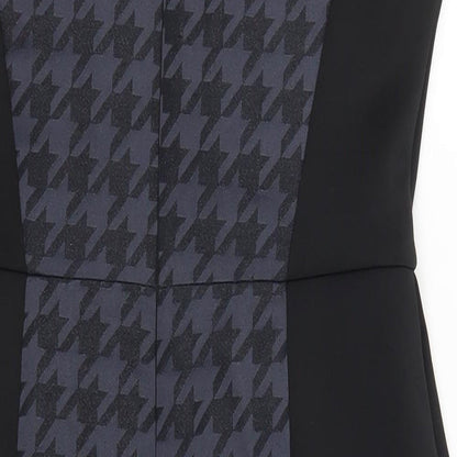 Brand and care label for Atmosphere women’s blue herringbone pencil dress, size UK 12