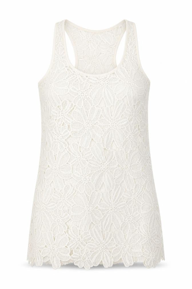 Atmosphere Womens White Floral Lace Basic Tank Size M
