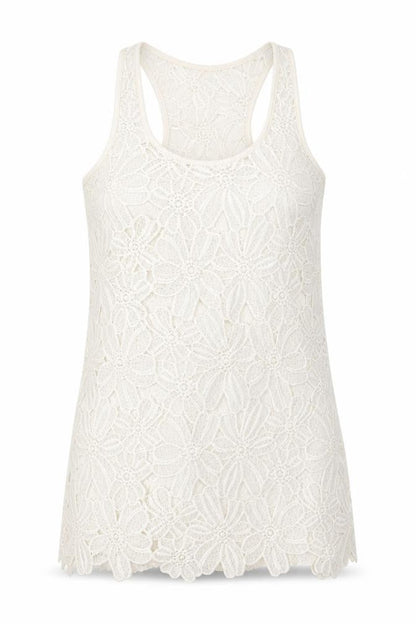 Atmosphere Womens White Floral Lace Basic Tank Size M