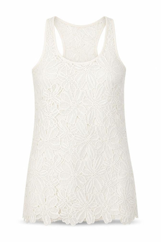 Atmosphere Womens White Floral Lace Basic Tank Size M