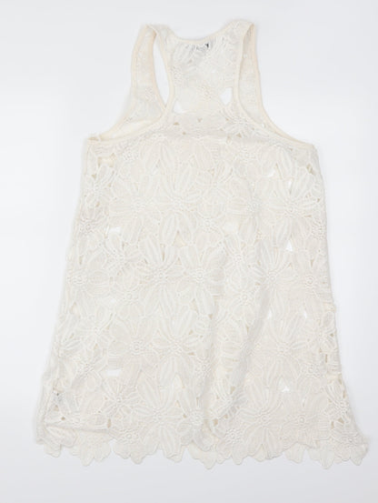 Atmosphere Womens White Floral Lace Basic Tank Size M