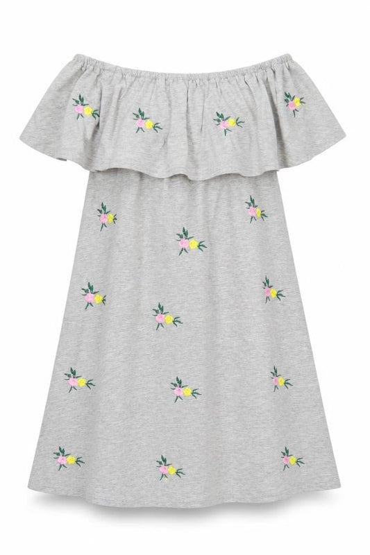 New Look Womens Grey Floral  A-Line  Size 8