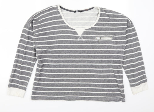 Select Womens Grey Striped  Pullover Sweatshirt Size 18