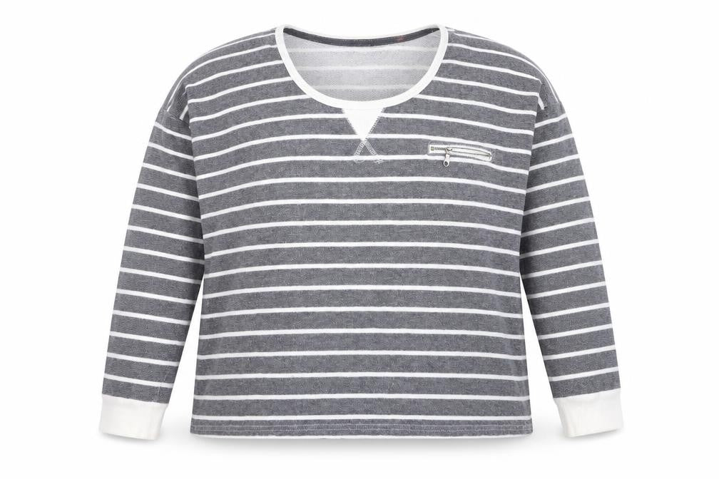 Select Womens Grey Striped  Pullover Sweatshirt Size 18