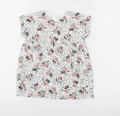 Front view of Disney Baby girls’ pink animal print fit & flare, size 6-9, months