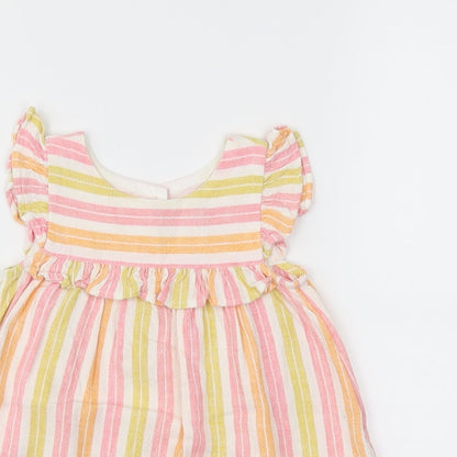 Close-up detail of Baby Gap girls’ multicoloured striped fit & flare, size 6-9, months