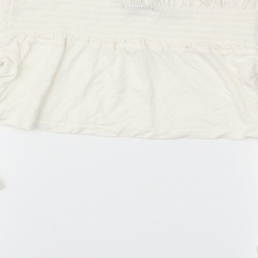 Pretty Little Thing  Womens White   Cropped T-Shirt Size 10
