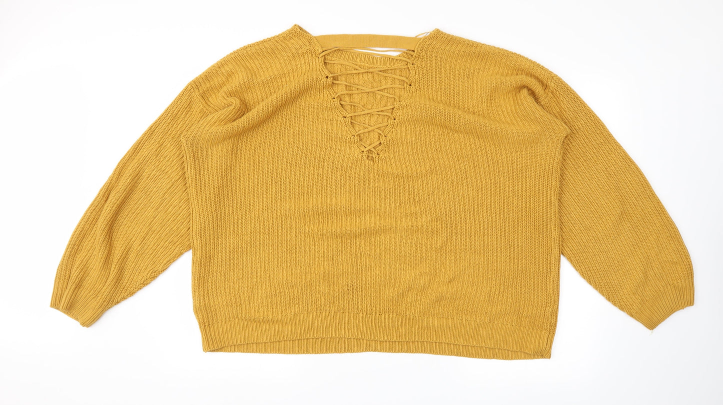 New Look Womens Yellow   Pullover Jumper Size L
