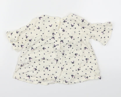 Preloved Primark Girls White Animal Print  Basic T-Shirt Size 6-9 Months - Back