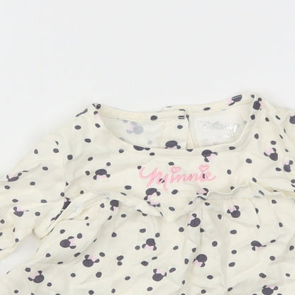 Preloved Primark Girls White Animal Print  Basic T-Shirt Size 6-9 Months - Detail
