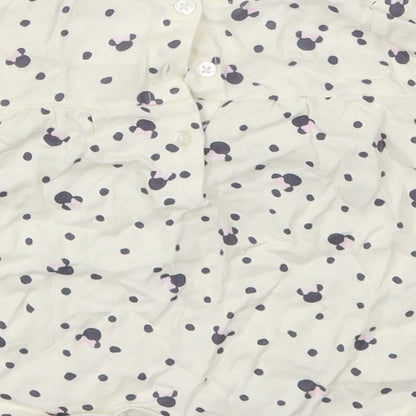 Preloved Primark Girls White Animal Print  Basic T-Shirt Size 6-9 Months - Label