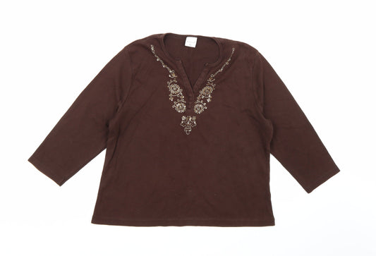 Reflections Womens Brown   Basic Blouse Size XL