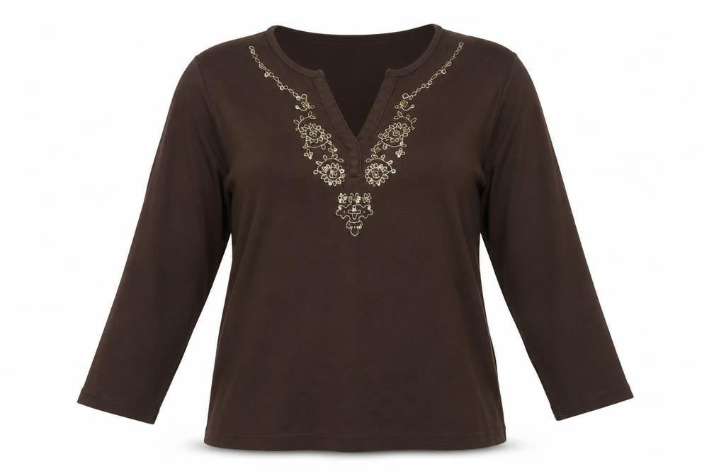 Reflections Womens Brown   Basic Blouse Size XL