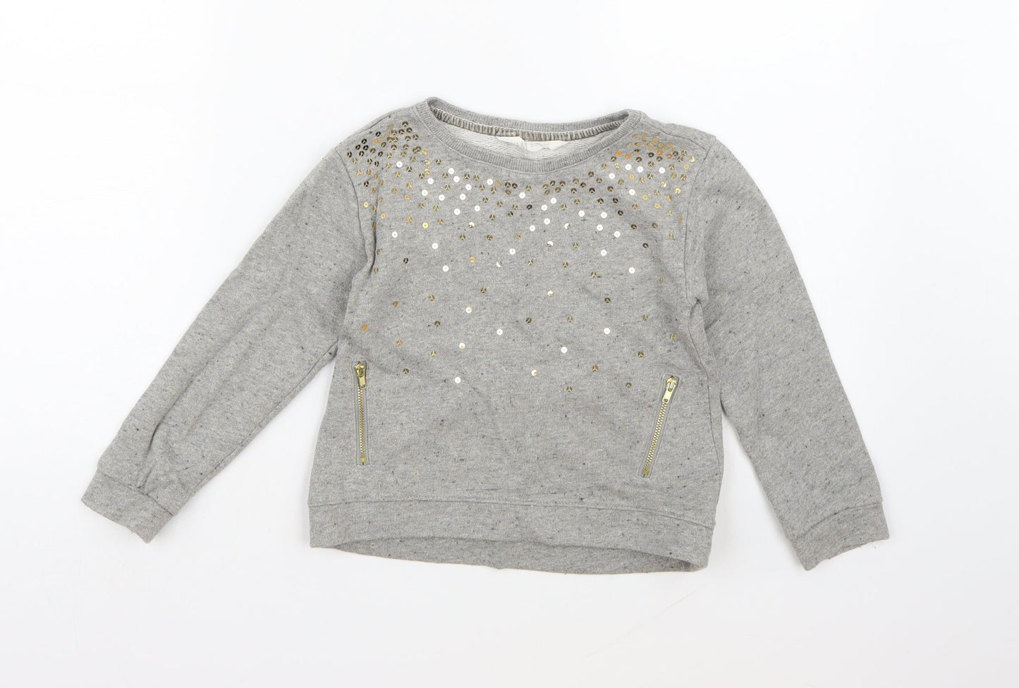 H&M Girls Grey  Jersey Pullover Sweatshirt Size 5-6 Years