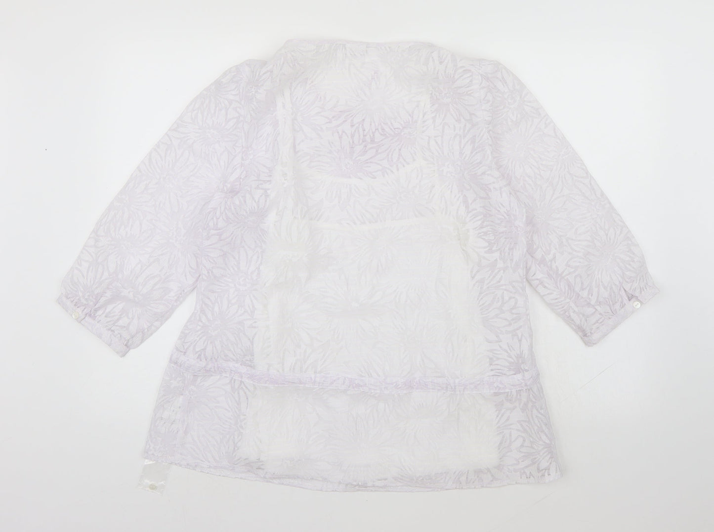 Damart Womens White Floral  Basic Blouse Size 14