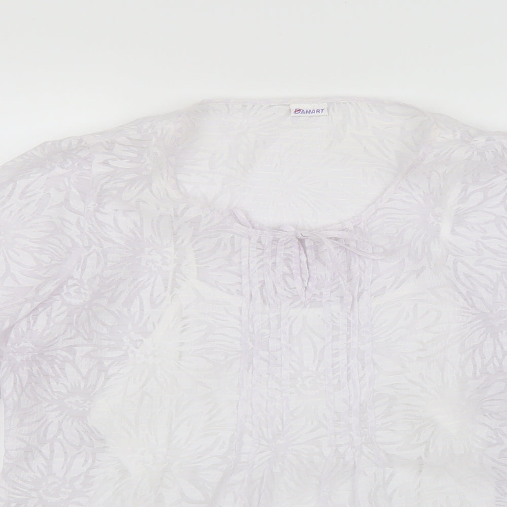 Damart Womens White Floral  Basic Blouse Size 14