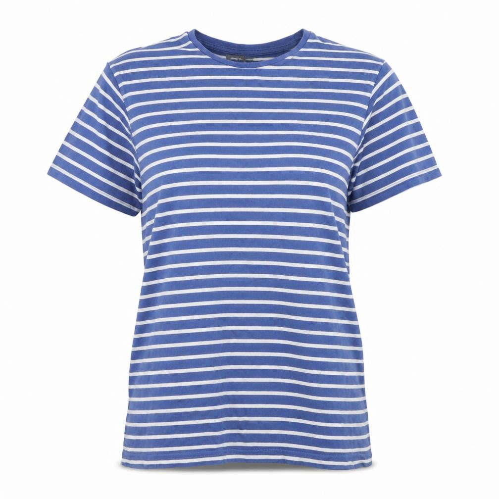 Cedarwood State Womens Blue Striped Basic T-Shirt Size M