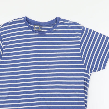Cedarwood State Womens Blue Striped Basic T-Shirt Size M