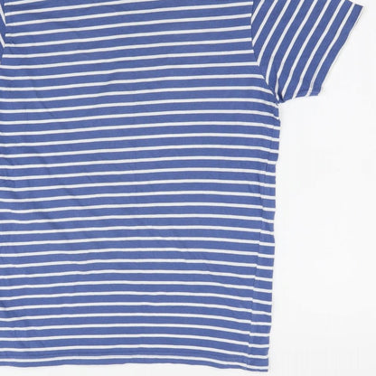 Cedarwood State Womens Blue Striped Basic T-Shirt Size M