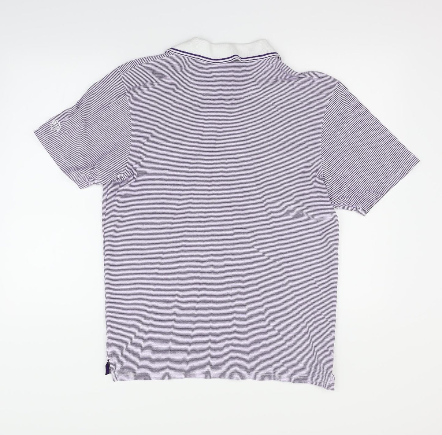 Maine Womens Blue Striped  Basic Polo Size M