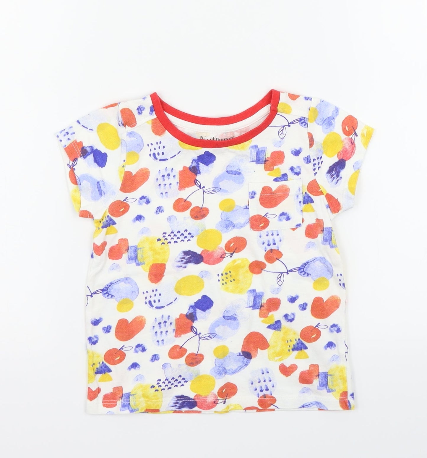 Nutmeg Girls White Geometric  Basic T-Shirt Size 3-4 Years