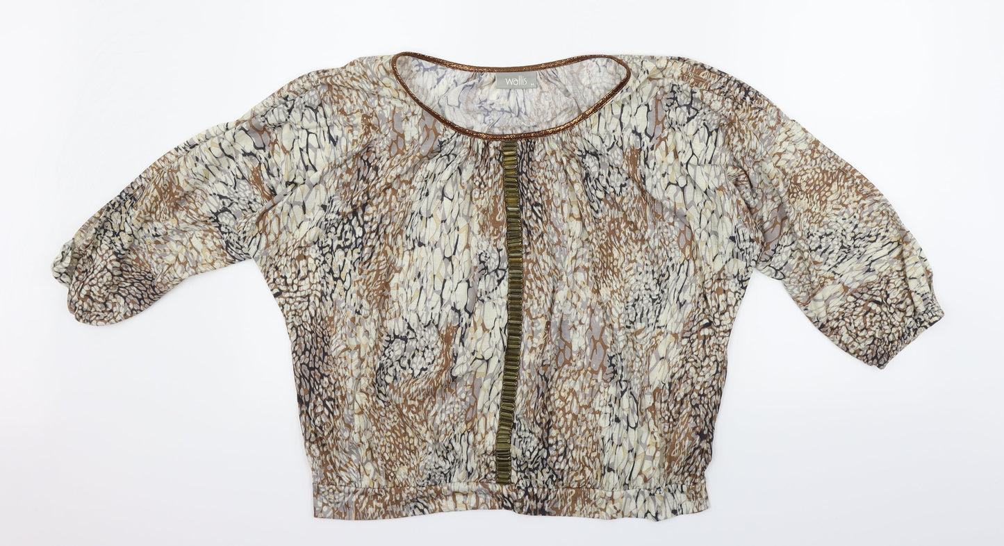 Wallis Womens Beige Floral  Basic T-Shirt Size M
