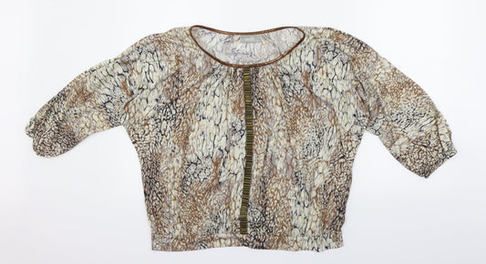 Wallis Womens Beige Floral  Basic T-Shirt Size M