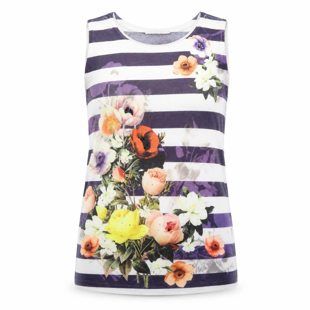 River Island Womens White Striped  Basic Tank Size 10