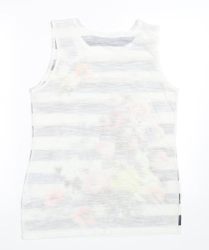 River Island Womens White Striped  Basic Tank Size 10