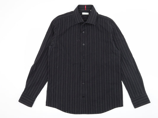 BHS Mens Beige Striped   Button-Up Size M