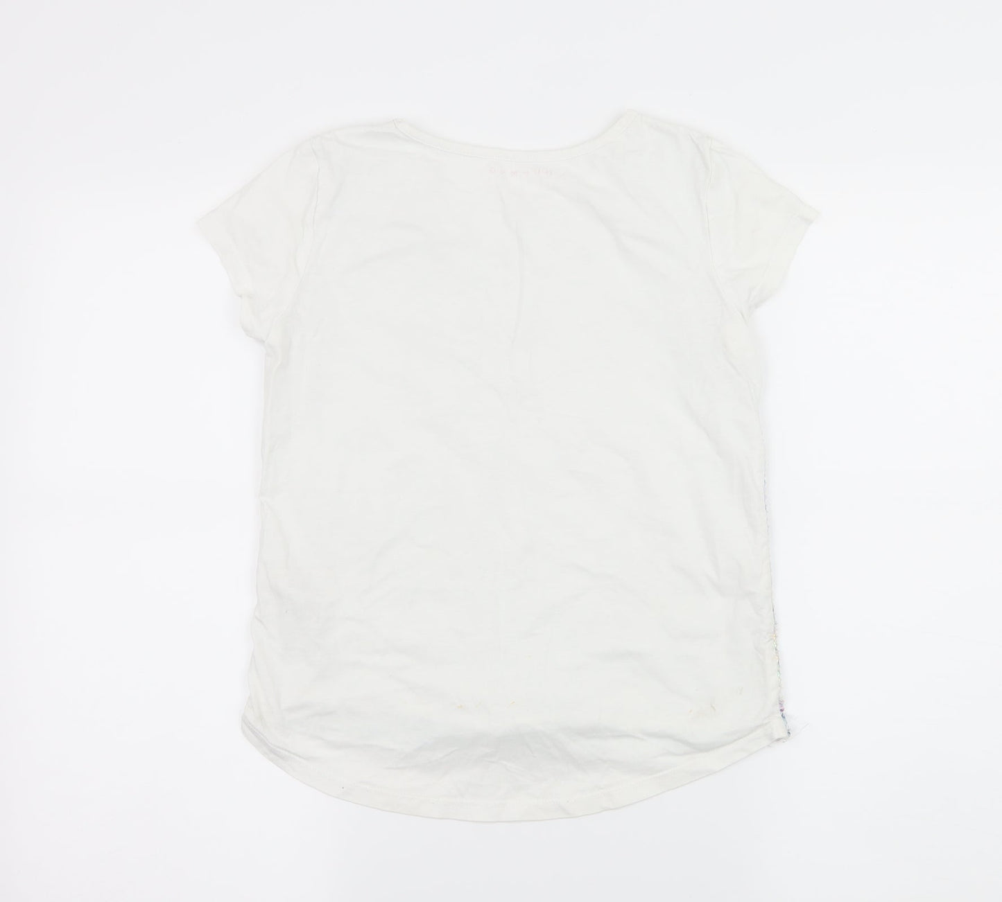 Nutmeg Girls White Floral Jersey Basic T-Shirt Size 11-12 Years