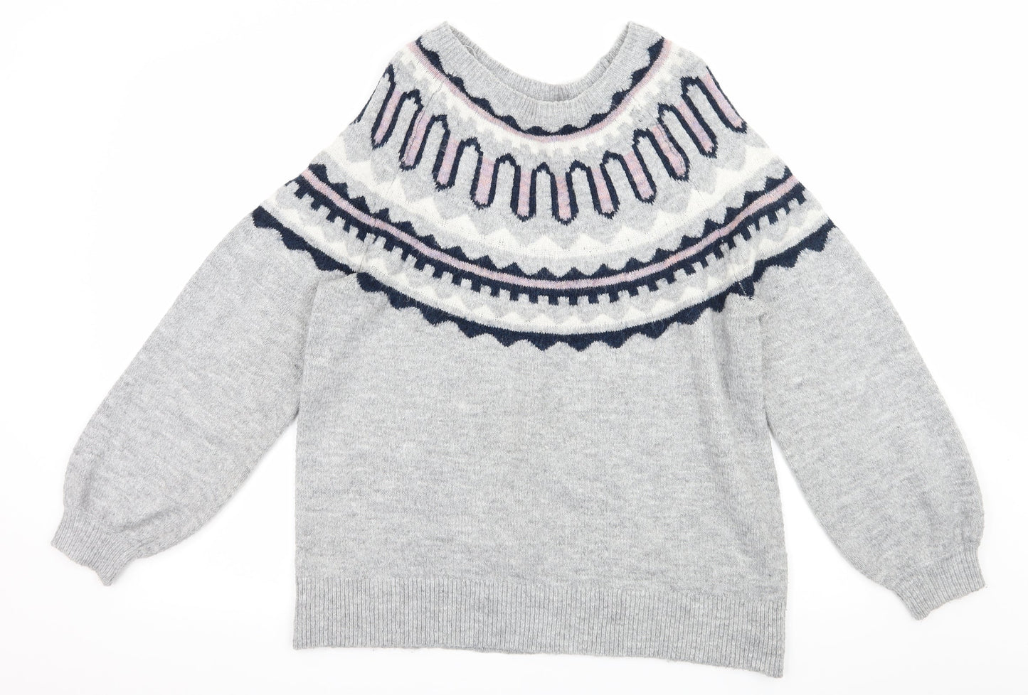 George Womens Grey Striped Knit Pullover Jumper Size S