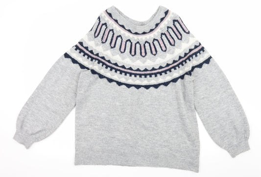 George Womens Grey Striped Knit Pullover Jumper Size S