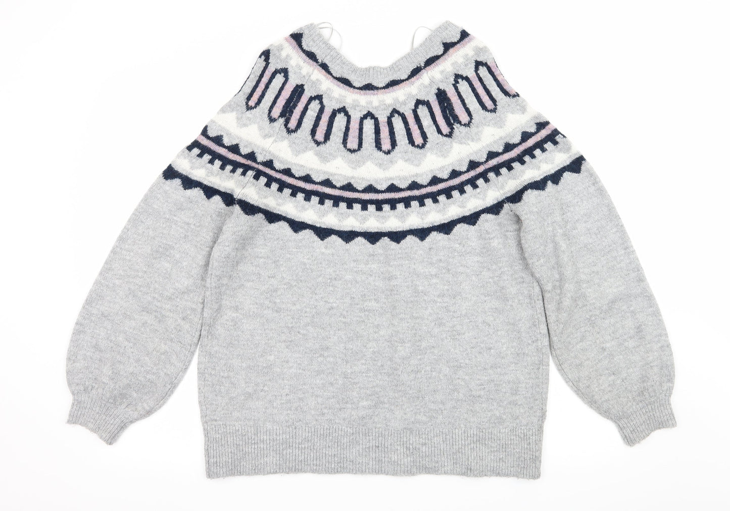 George Womens Grey Striped Knit Pullover Jumper Size S