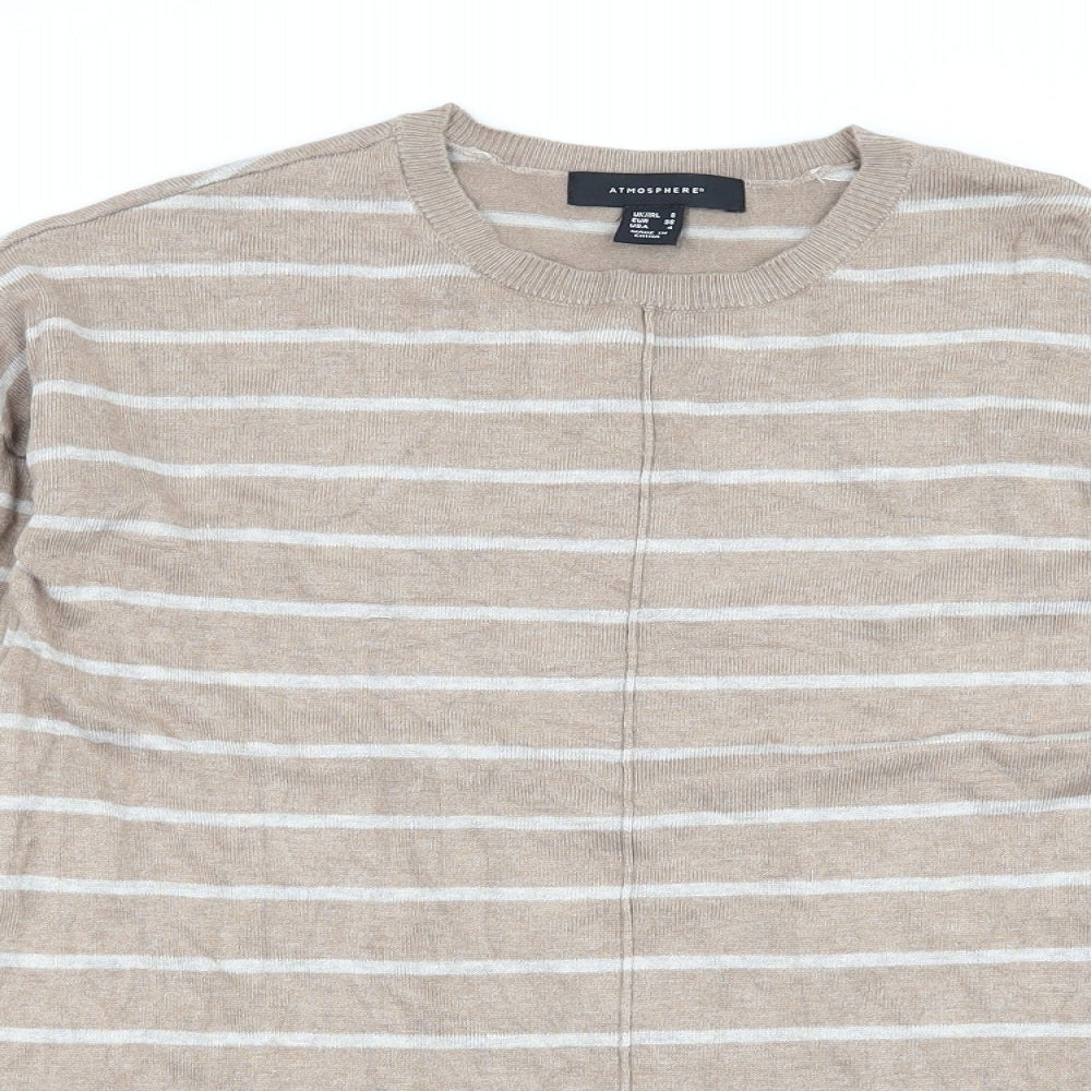 Atmosphere Womens Brown Striped Knit Pullover Jumper Size 8