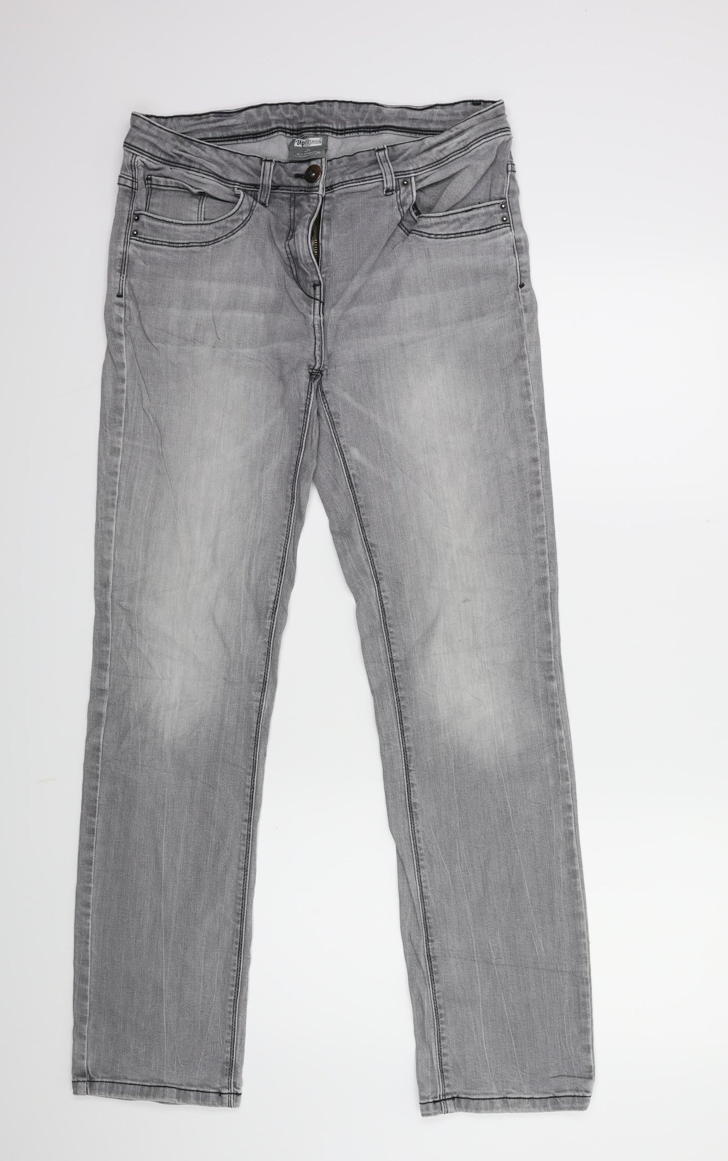 Up Fashion Womens Grey  Denim Skinny Jeans Size 10 L30 in